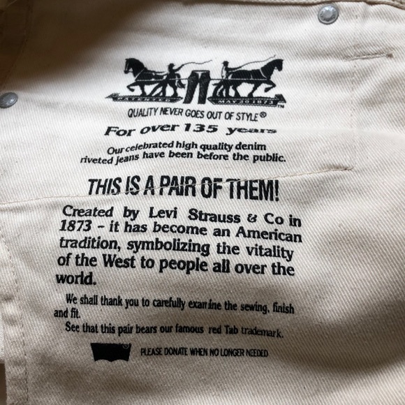 Levi’s 508 (discontinued) Ecru selvedge denim - regular tapered fit - Picture 3 of 9